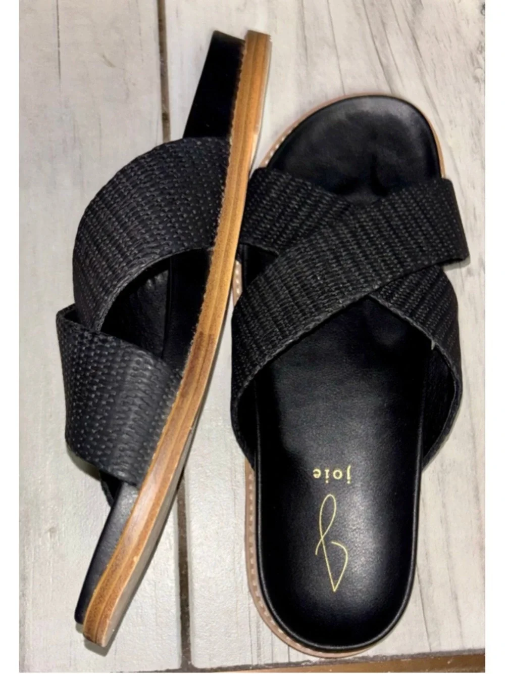 Joie Beachy Woven Minimalist Crisscross Wide Strap Slide Sandals Women’s 10